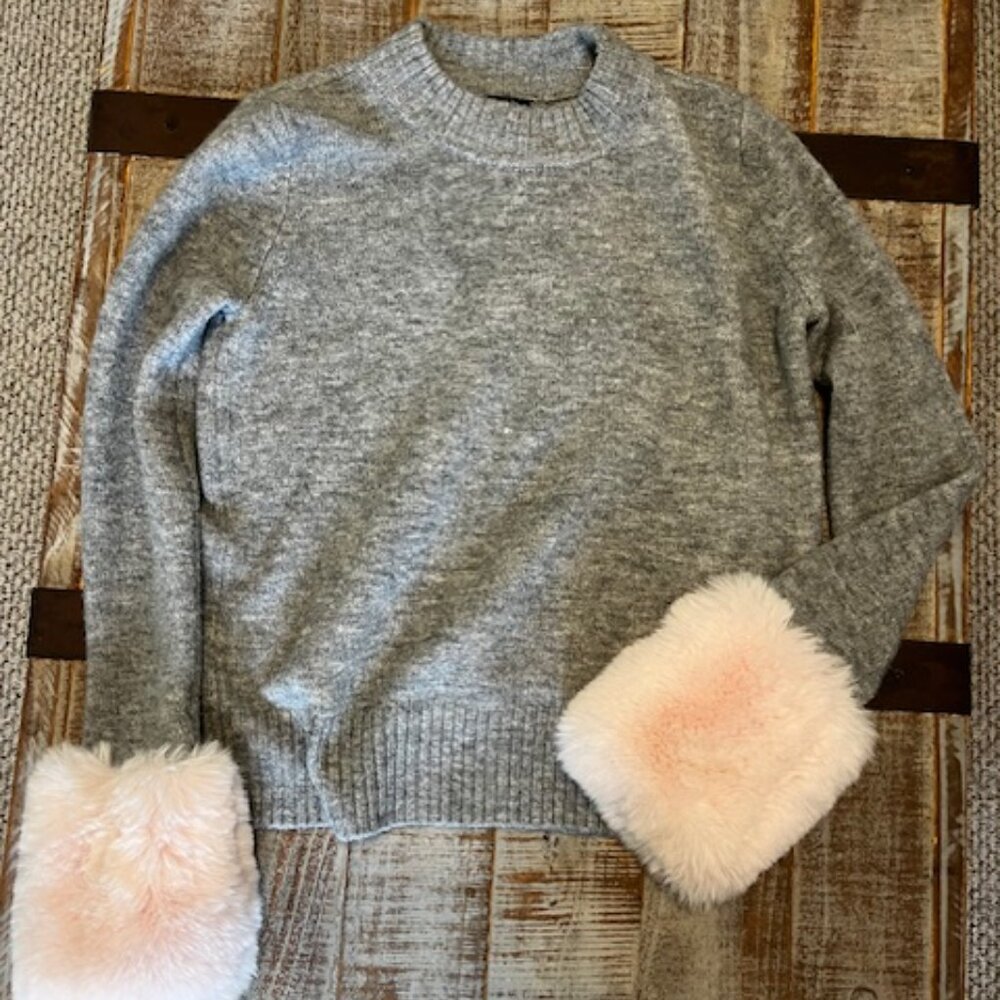 SAKS FIFTH AVENUE Faux Fur Knit Sweater.